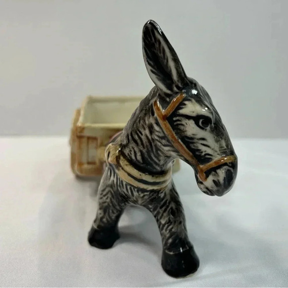 Vintage Ceramic Donkey Pulling Cart Planter Made  in Occupied Japan - Picture 9 of 14